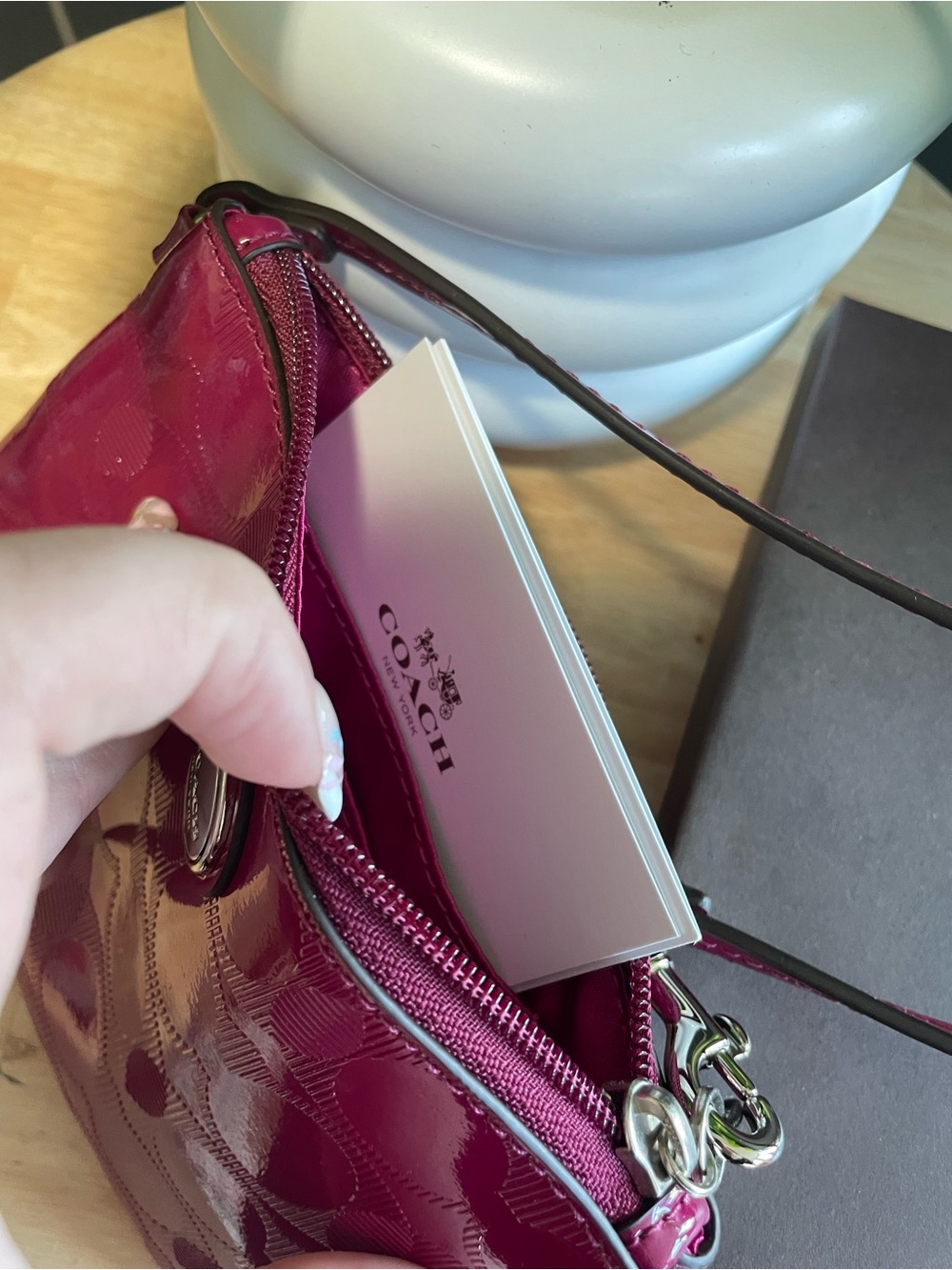 Coach Patent Signature Wristlet - Berry Pink - Picture 4 of 4